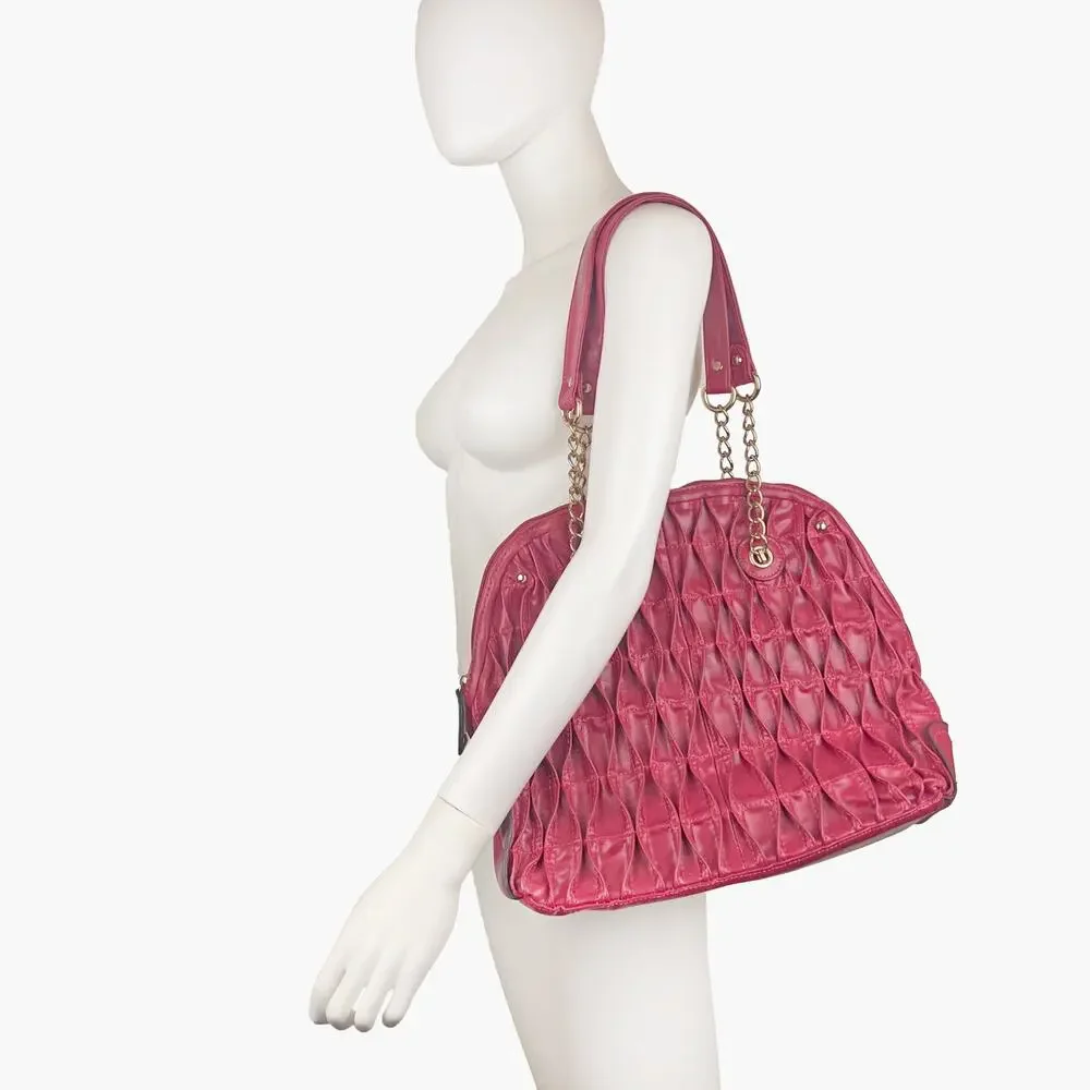 ANDREW MARC Pleated Leather Shoulder Bag (Rose Pink) - Picture 2 of 10